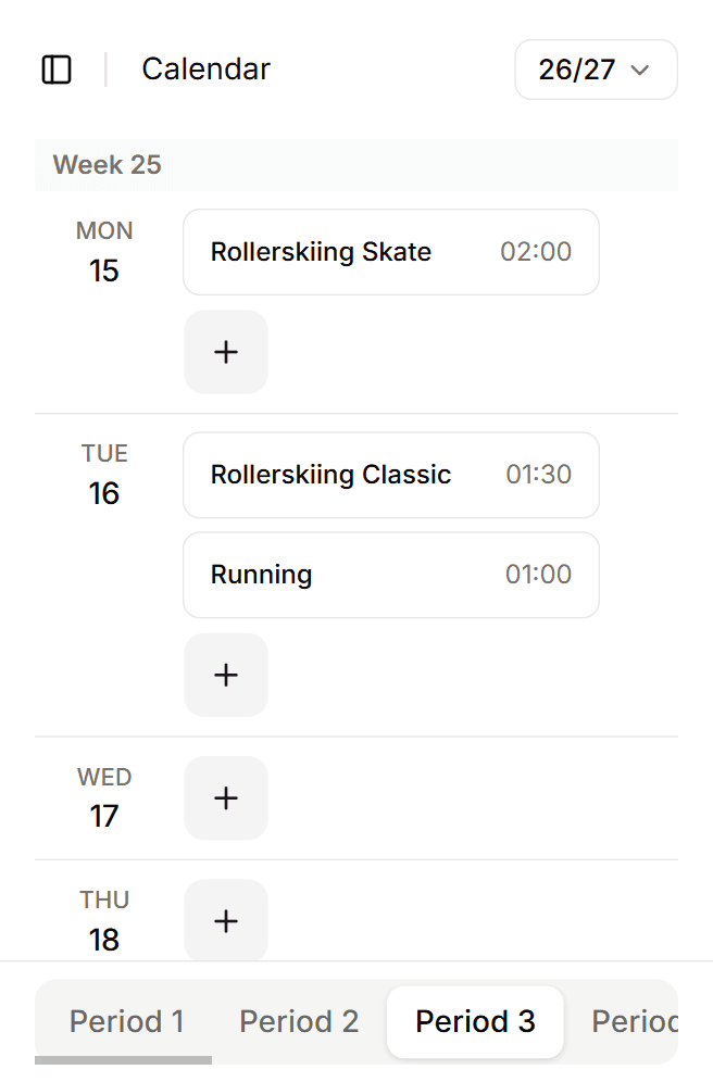 Segra's calendar view on mobile